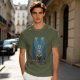 Olive Green T-Shirt With Cartoon Rabbit Character Graphic