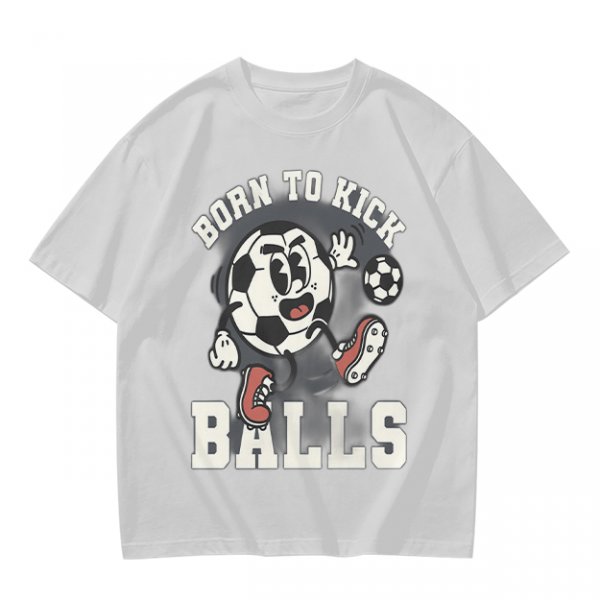 Olive Soccer Graphic T-Shirt with 'Born To Kick Balls' Print