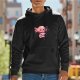 Black Hoodie With Cute Axolotl Holding Coffee Cup Print