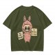 Olive T-shirt with a cute bunny monster holding You Are Great and I Believe In You signs