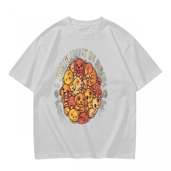 Olive t-shirt with cute puppy pile graphic and playful text