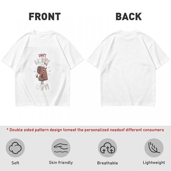 Olive Green T-Shirt With Don't Worry Cute Capybara Graphic