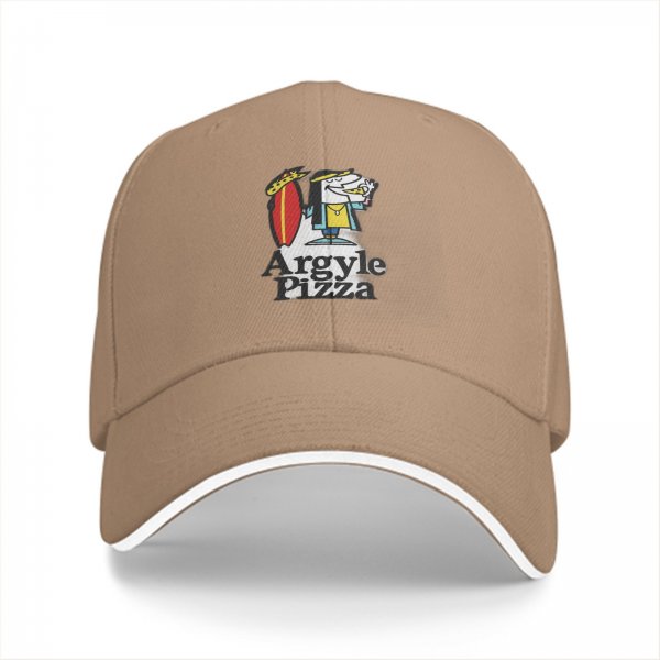 Black Baseball Cap with Argyle Pizza Cartoon Logo