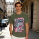 Olive t-shirt with retro hot juice devil graphic print