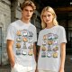 Olive Green T-Shirt With Cute Cat Yoga Pose Illustrations