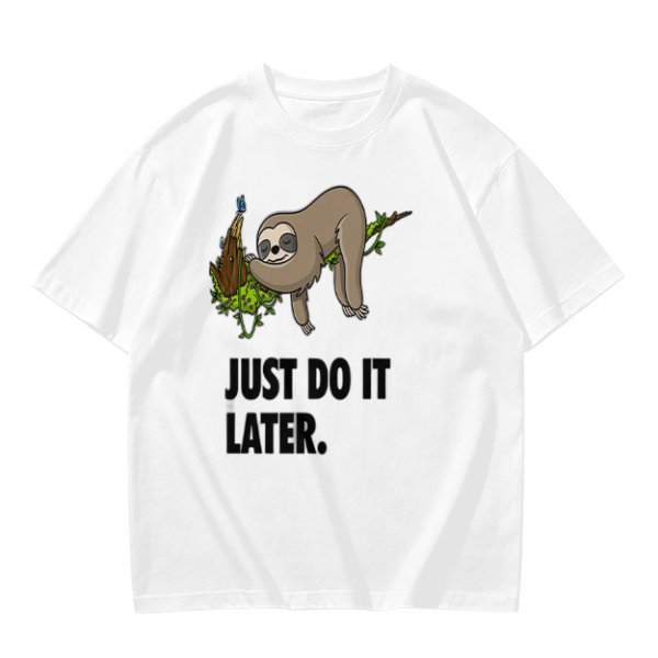 Olive Sloth 'Just Do It Later' Graphic T-Shirt