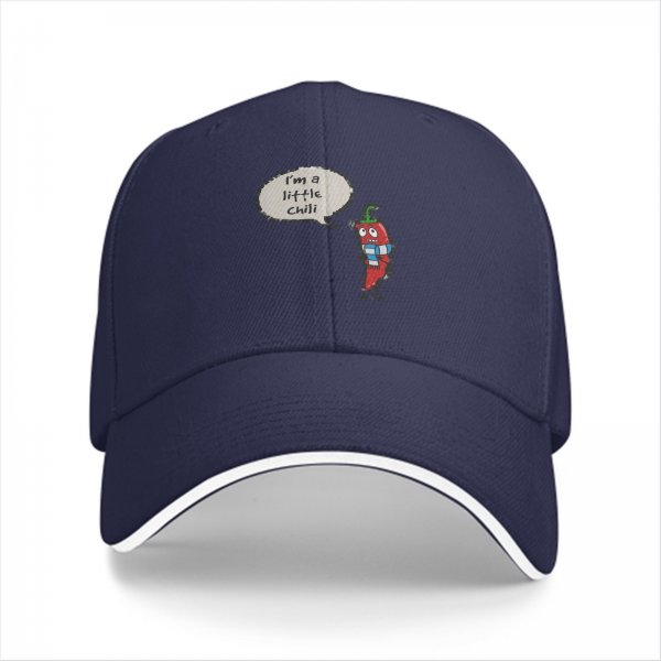 Black Baseball Cap With I'm A Little Chili Cartoon Pepper Design