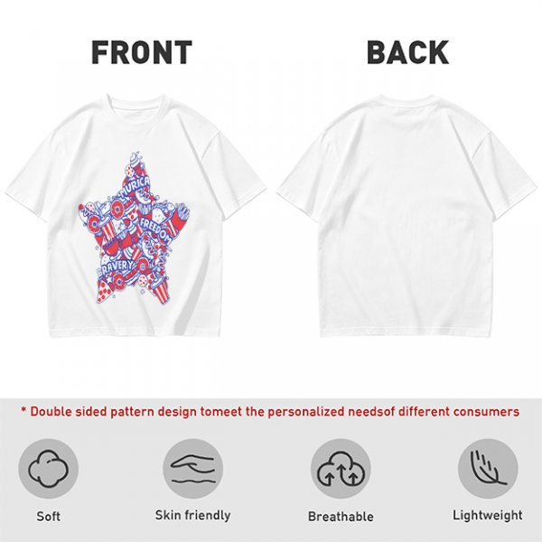 Olive T-Shirt With Patriotic Star Fast Food Print