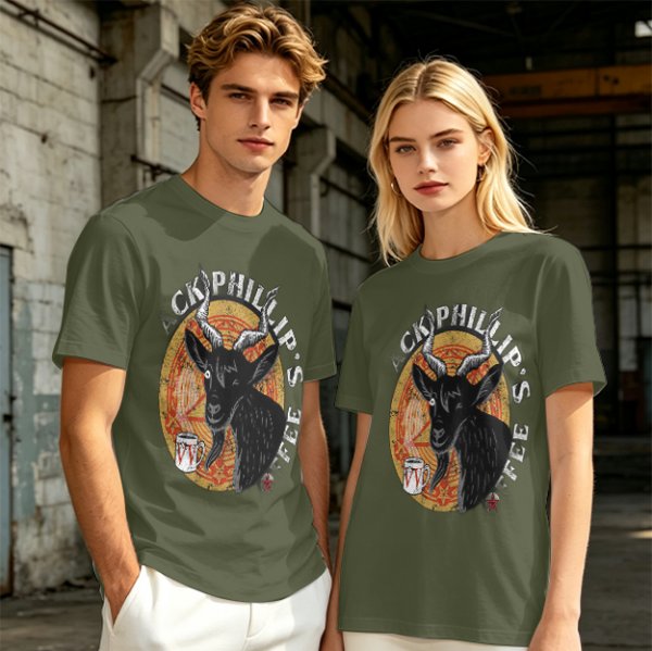 Black Phillip's Coffee Goat Graphic T-Shirt Design