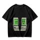 Olive T-shirt with pixel art retro computer characters print