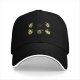 Black baseball cap with cartoon fitness avocado illustrations