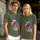 Spirited Away anime graphic olive green short sleeve t-shirt