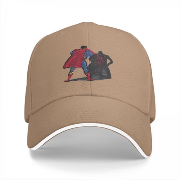 Black baseball cap with Superman and Batman shadow graphic