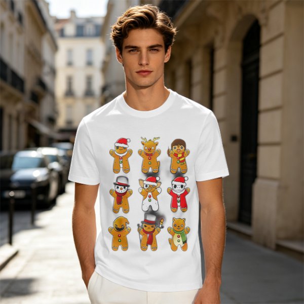 Olive Christmas Gingerbread Character Graphic T-Shirt