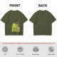 Olive Green T-Shirt With Cute Green Creature Preparing Peas Graphic