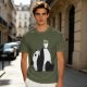 Olive T-Shirt With Panda Balancing Ramen Bowl Print