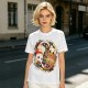 Olive Green T-Shirt With Christmas Cat Gingerbread Candy Print