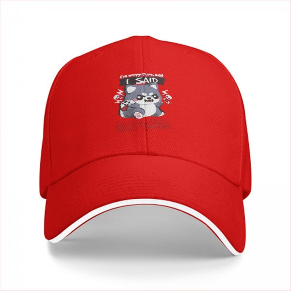 Black baseball cap with angry cartoon wolf graphic and I SAID text