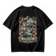 Olive green t-shirt featuring The Goblin King tarot-style artwork