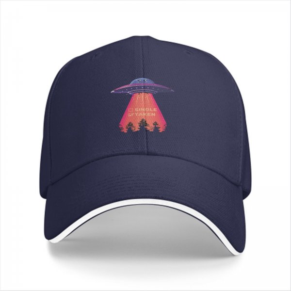 Black baseball cap with UFO abduction 'Single Taken' graphic