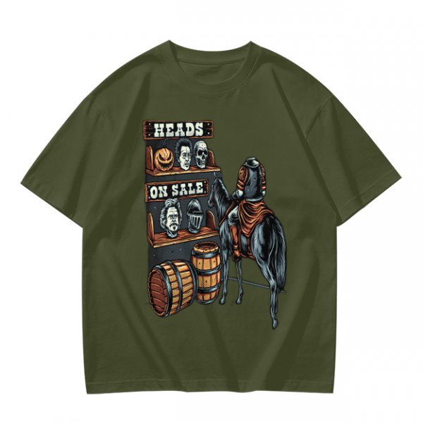 Heads On Sale Graphic Tee With Head Shelf And Horseman Art