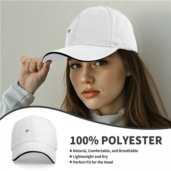 Black Baseball Cap With Small Embroidered Sun Design