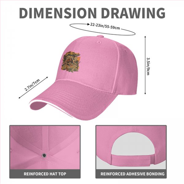 Black Baseball Cap with Vintage Themed Graphic Print