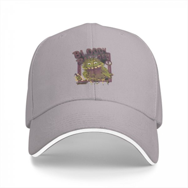 Black baseball cap with Bloody Burger monster graphic print