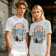 Olive T-shirt with Black Cat Viewing Mount Fuji Sunrise Art