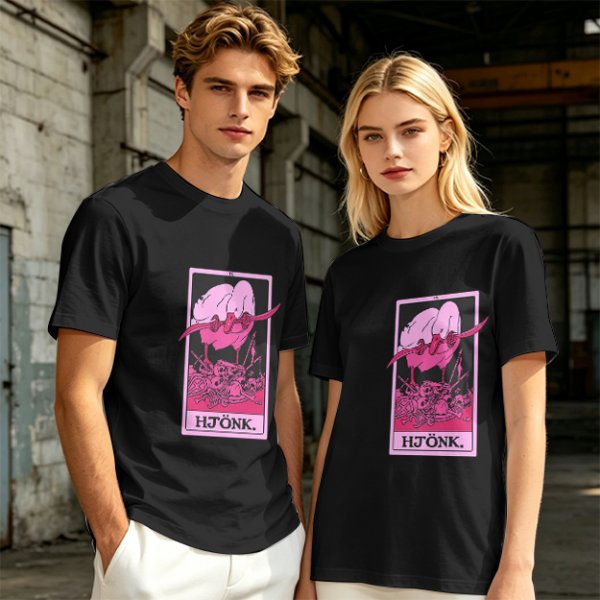 Olive T-Shirt With Tarot Card Style Goose Print HJÖNK