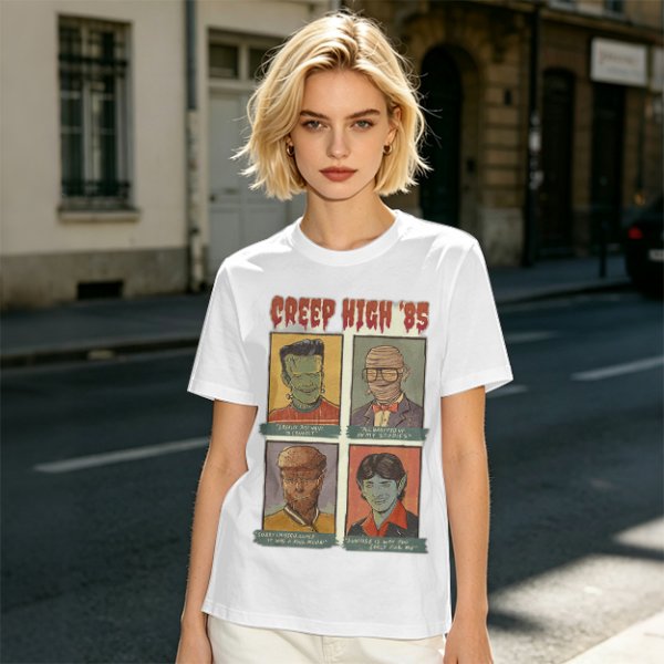 Creep High '85 Monster Characters Graphic T-Shirt