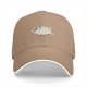 Black baseball cap with a stressed chubby white cat graphic