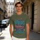 Olive Graphic T-Shirt With 'You Go Outdoors I Have Pizza And Movies' Print