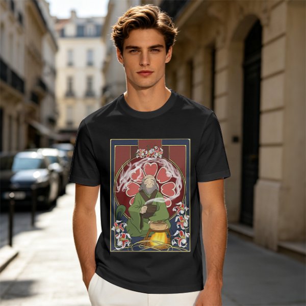 Olive Green T-Shirt Featuring Iroh from Avatar: The Last Airbender