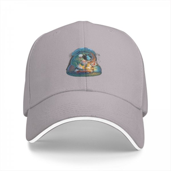 Black Baseball Cap with Whimsical Fantasy Character Art Print