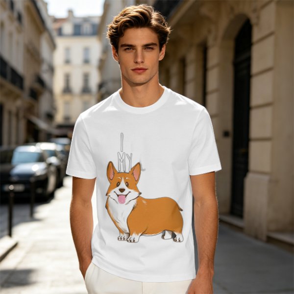 Olive Green T-Shirt With I Love My Corgi Graphic Print