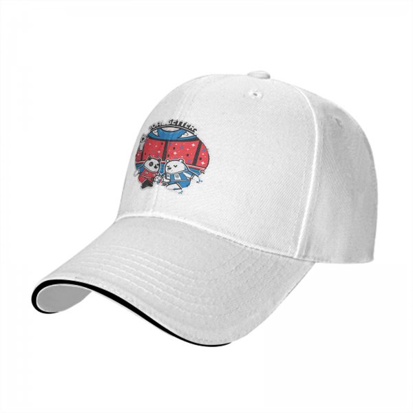 Black baseball cap with soccer panda and bear 'Goal Getters' graphic