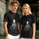 Olive T-shirt with Skeleton in Coffin Holding Coffee Print