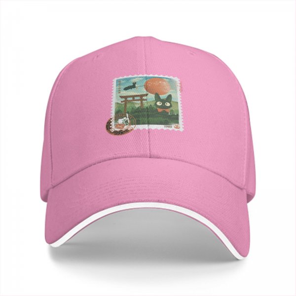 Black Baseball Cap with Anime Stamp Print Design