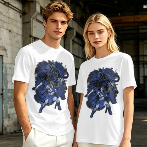 Olive T-Shirt with Skeletor Dark Fantasy Graphic Print