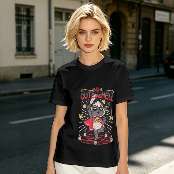 Olive Graphic T-Shirt With Cute As Hell Cult Lamb Print