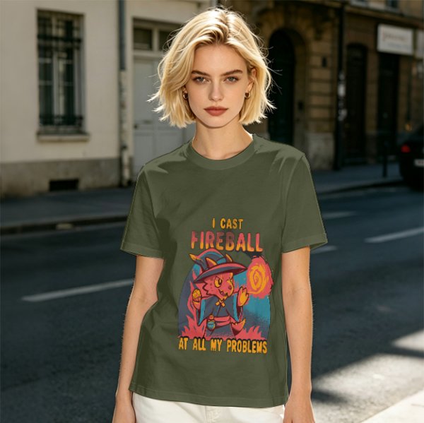 I Cast Fireball At All My Problems Dragon Wizard T-Shirt