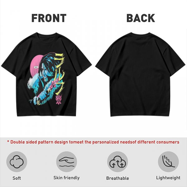 Olive T-shirt with Anime Vampire Hunter Character Graphic