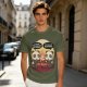 Olive t-shirt with pandas debating life beyond eating and sleeping