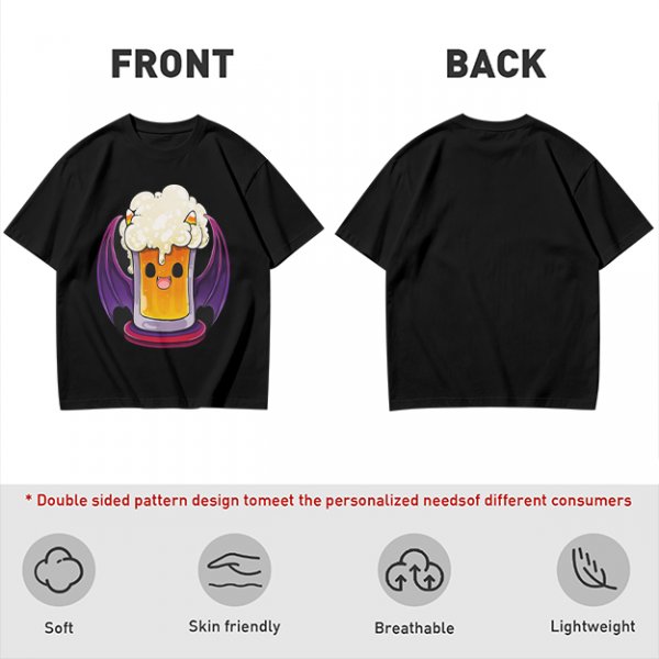 Halloween vampire beer graphic olive green casual t-shirt