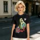 Olive T-Shirt with Cartoon Avocado Globe Travel Print