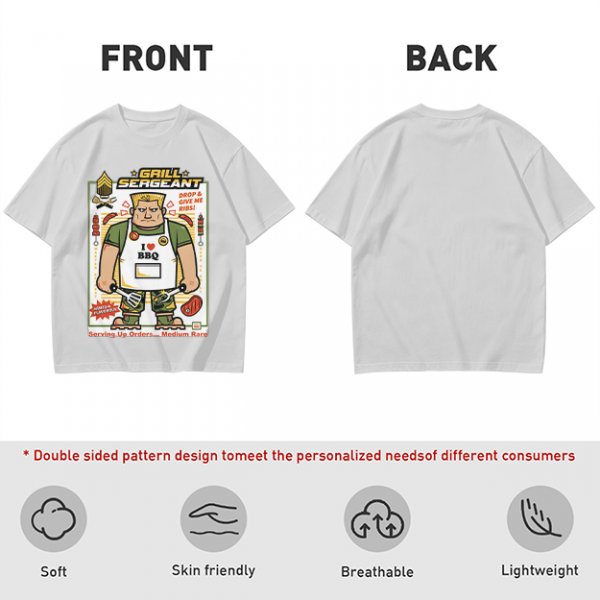 Grill Sergeant I Love BBQ T-Shirt with Funny Military BBQ Art
