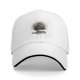 Black baseball cap with embracing skeletons and red heart print