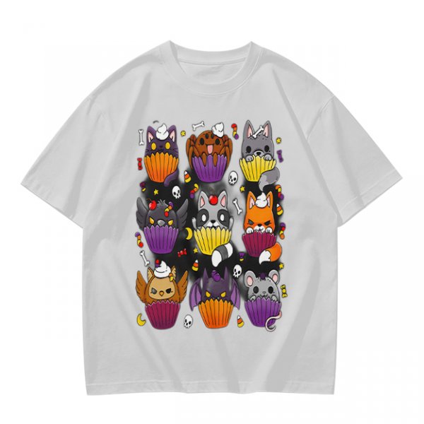 Halloween Animal Cupcake Graphic T-Shirt For Spooky Season