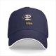 Black baseball cap with panda warrior 'I paused my quest to be here' print